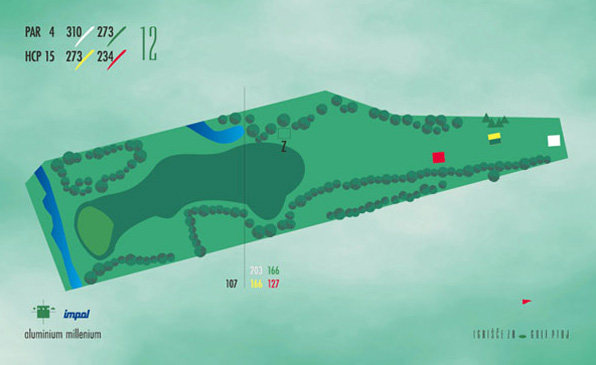 Shema igre luknje 12: par 4, 309 m, HCP 15
